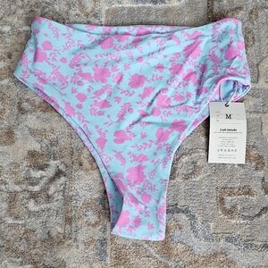 Pink colada high waisted swim bottoms